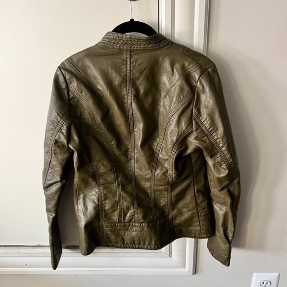 Leather Olive Green Jacket - Picture 4 of 4